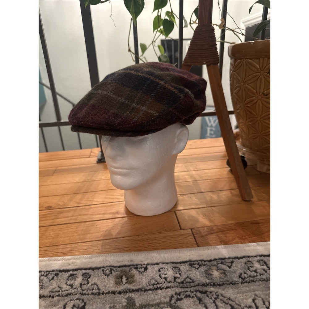 Vintage 100% Wool Paperboy Mens Cabbie Tweed Newsboy Plaid Hat Size L Harvard